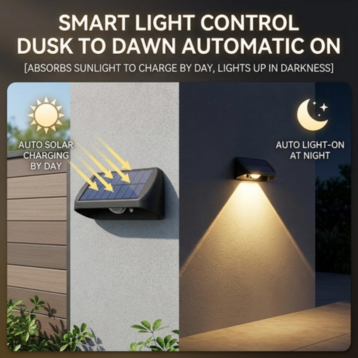 4 Pezzi Luce Solare led Esterno da Giardino, Lampada Solare da Esterno, IP55 Impermeabile Faretti, Applique da Parete, Segnapasso per Scale, Patio, Terrazzo, Vialetto (Bianco Caldo)