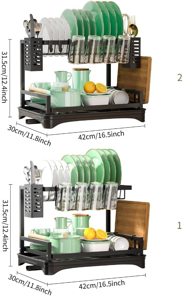 Double Layer Kitchen Counter Organizers Stylish Dish Rack Space Saving Organizers For Kitchen Countertop Organization