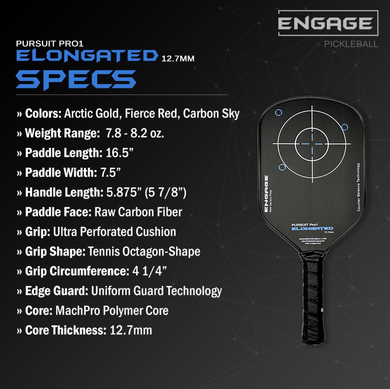 Amazon.co.jp: Engage Pursuit Pro1 ピックルボールパドル | 未加工