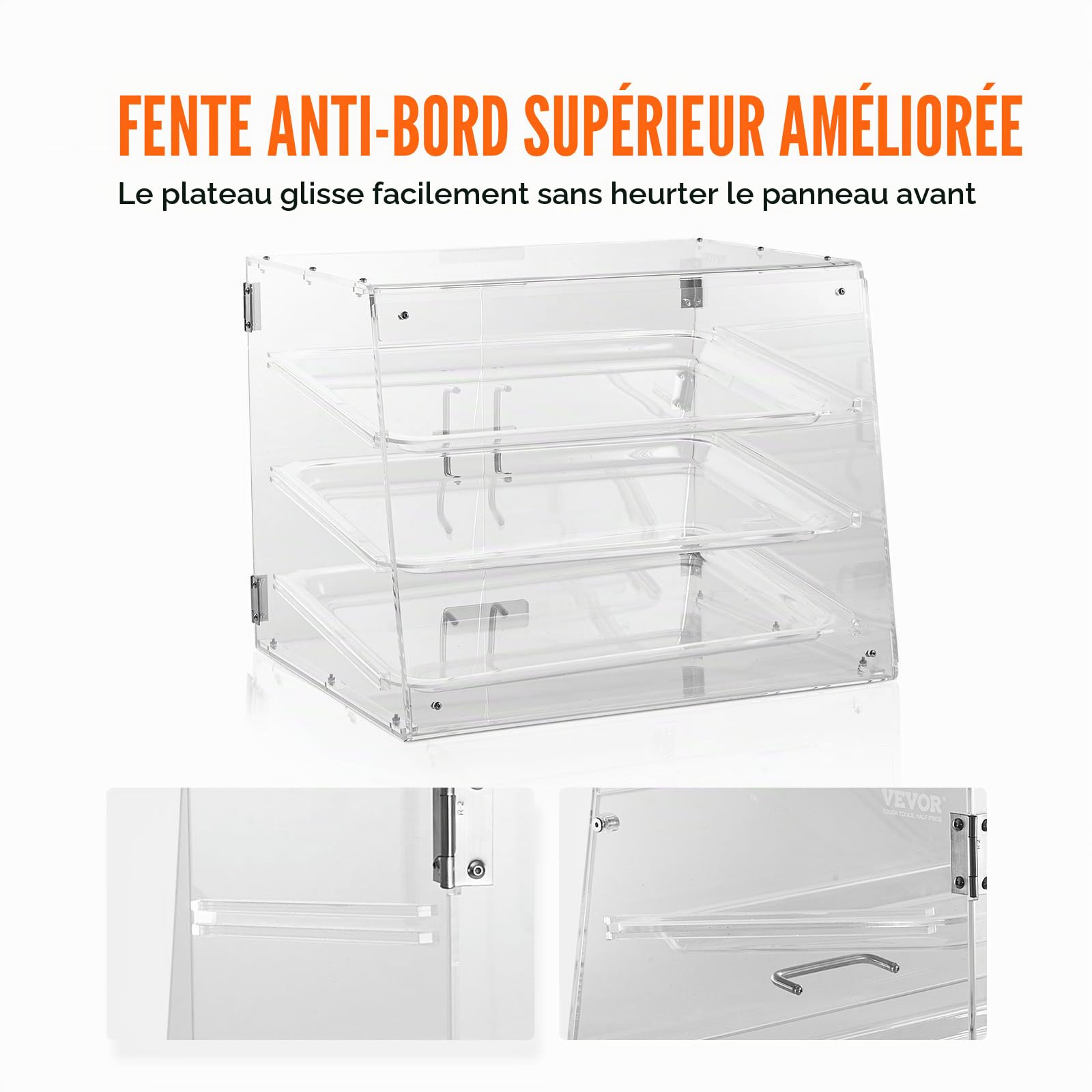 VEVOR Présentoir à Pâtisserie à 3 Niveaux Vitrine de Boulangerie Transparente en Acrylique Étagère Présentation Pâtisserie Amovible pour Pain Viennoiserie Dessert Bonbons Bar Café Magasin Restaurant