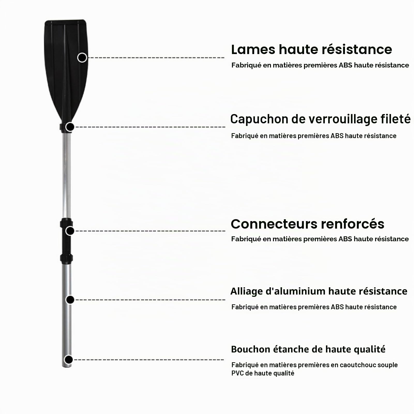 Rames de bateau en alliage d'aluminium | Pagaie de kayak légère pour sports nautiques gonflables, sports nautiques, accessoires de plein air