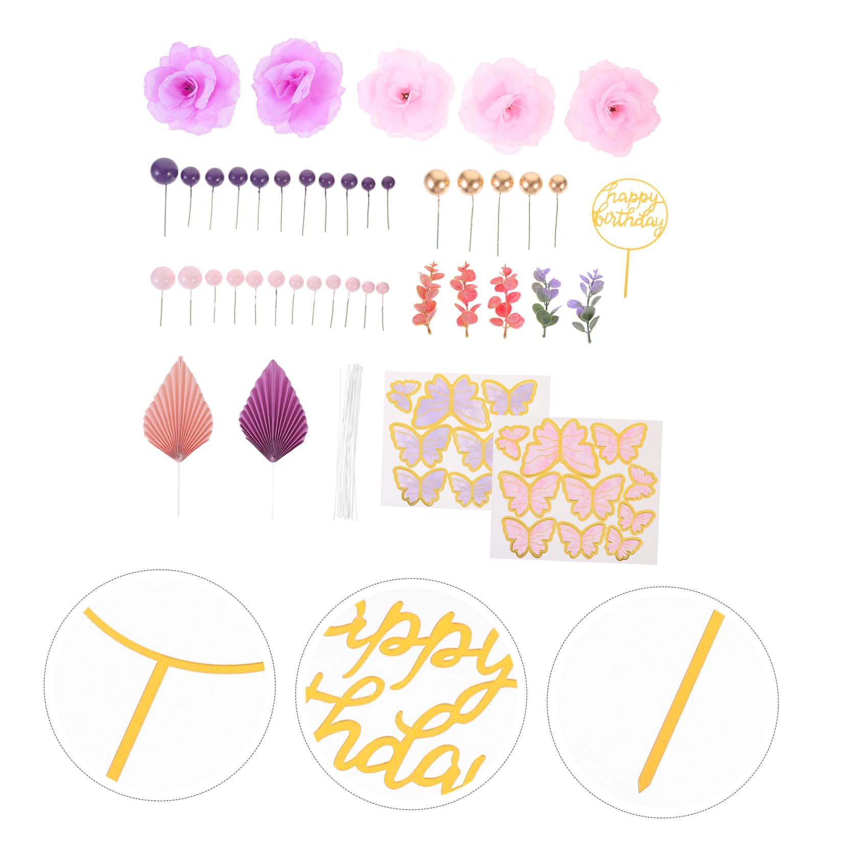 IMIKEYA 3 Ensembles Décoration de Gâteau Anniversaire Fleurs de Décorations de Gâteau Accessoires pour Anniversaire Shower