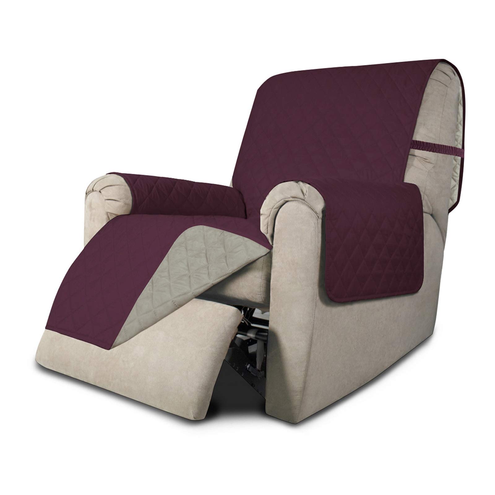 Easy-Going Reversible Couch Cover, Recliner 19 in, Wine/Beige