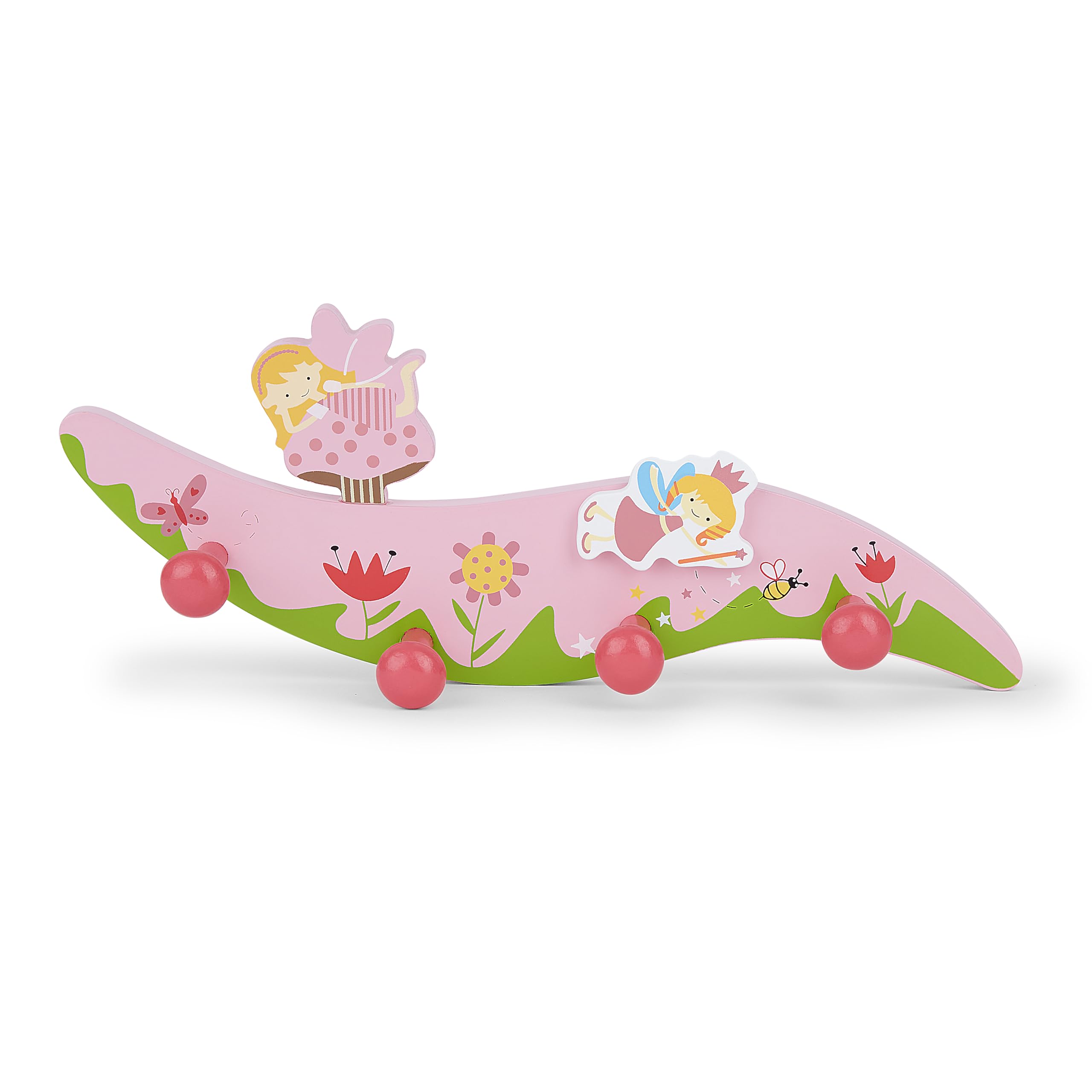 Nordroom Armadietto per bambino con 4 ganci – Appendiabiti da parete con motivi animali per la cameretta – Gancio appendiabiti in legno – Mikkvill da forare