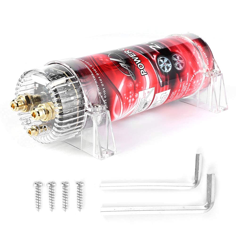 LED Rojo Apagado automático 2.0 faradios Condensador de Potencia de Audio, Condensador de Audio del automóvil, para Sistemas de hasta 2000W