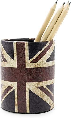 DreamsEden Portalápices vintage con patrón retro para el hogar, oficina, dormitorio (bandera de Union Jack, redonda)