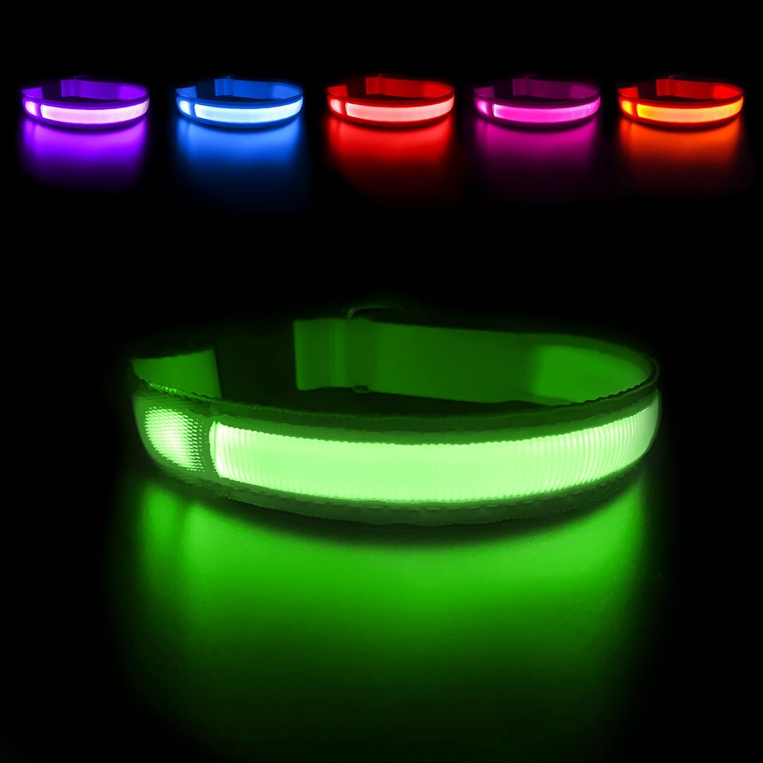 MASBRILL LED Dog Collar,Night Light Up Collar Dog DC Rechargeable
