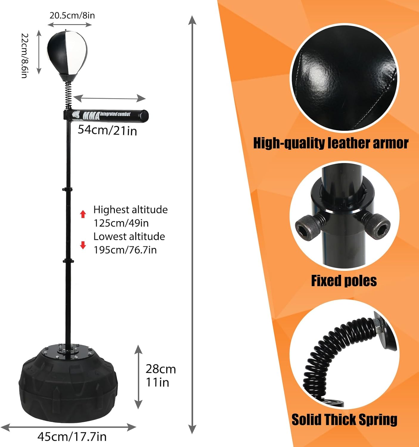 360° Spinning Speed Punching Bag - Adjustable Free-Standing Boxing Trainer for Home Gym, Adults, Boost Reflexes, Endurance & Coordination