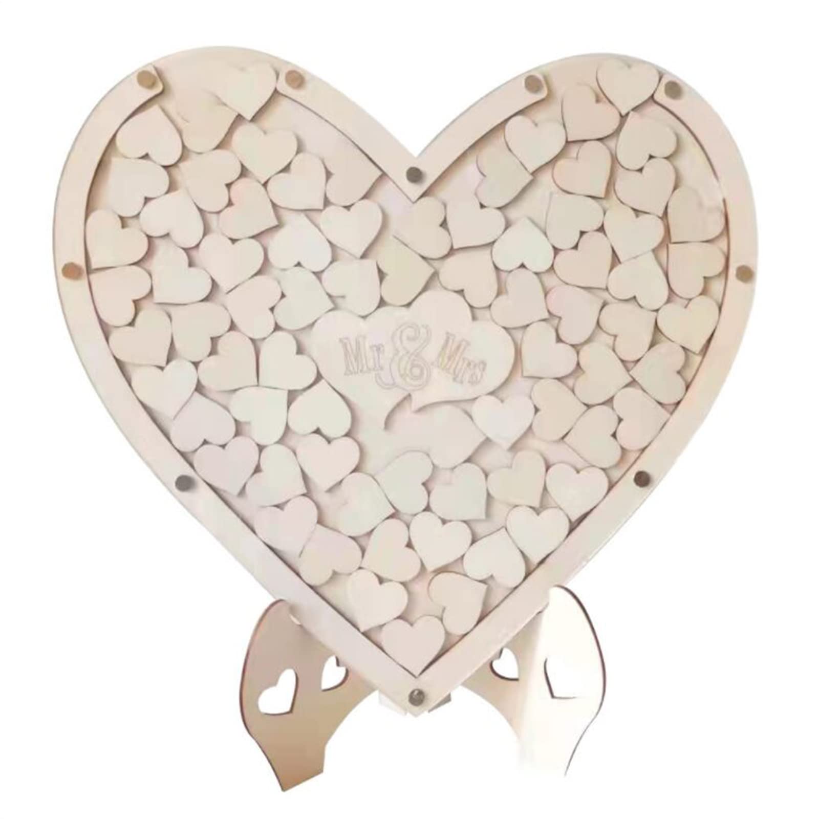 Décoration en bois en forme de cœur pour invités aux finitions artisanales et épurées