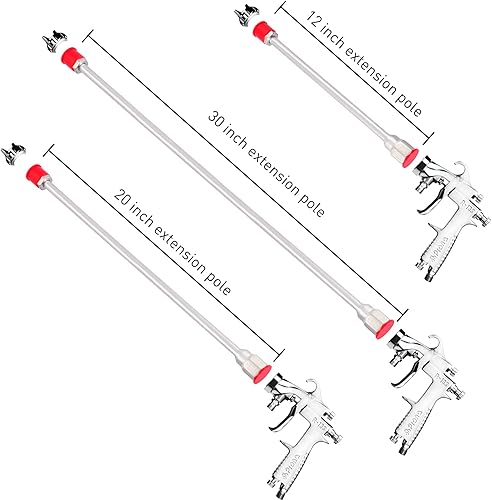 Miniatura 3 de SINYOWOT Paquete de 3 extensiones de punta de pistola pulverizadora sin aire con protector rojo, pistola pulverizadora de pintura sin aire, varilla