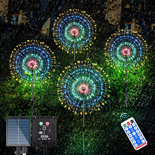 Herefun 4 Stück Solar Feuerwerk Lichter, Solar Gartenleuchten mit...