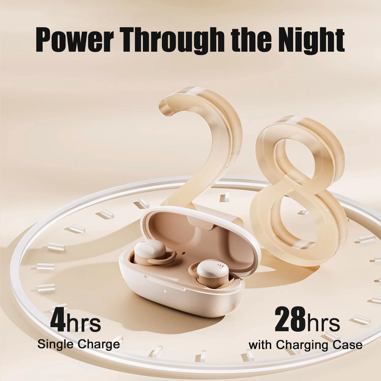 Auriculares para dormir inalámbricos Bluetooth 5.3, auriculares para dormir de lado, cancelación de ruido, auriculares invisibles, cómodos auriculares inalámbricos abiertos, color marrón