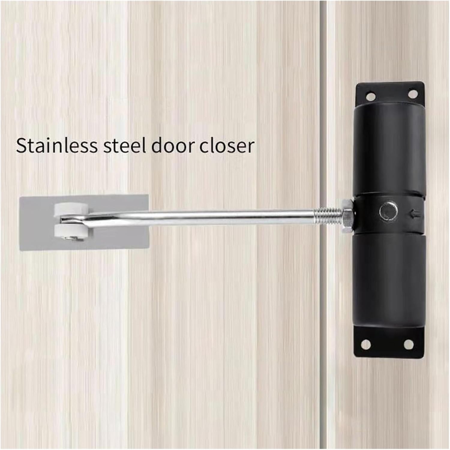 Automatic Door Closers,Door Closer Easy Install Quiet Adjustable Automatic Door Closer for Home Garage Shed Garden Door Closer Mounted Double Spring Door Opener (Color : White)