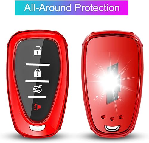 Miniatura 9 de QBUC Funda protectora de TPU suave para Chevrolet con llavero para Chevy 2020 2019 2018 2017 2016 Cruze Camaro Malibu Traverse Spark Equinox Sonic