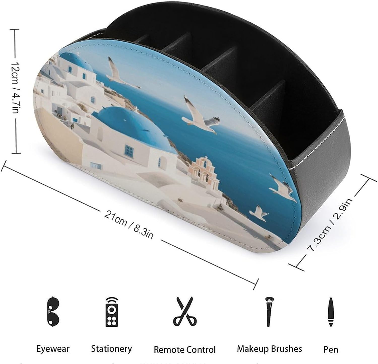 TV Remote Control Holder, 5 Compartments, Santorini Greek Island image 2
