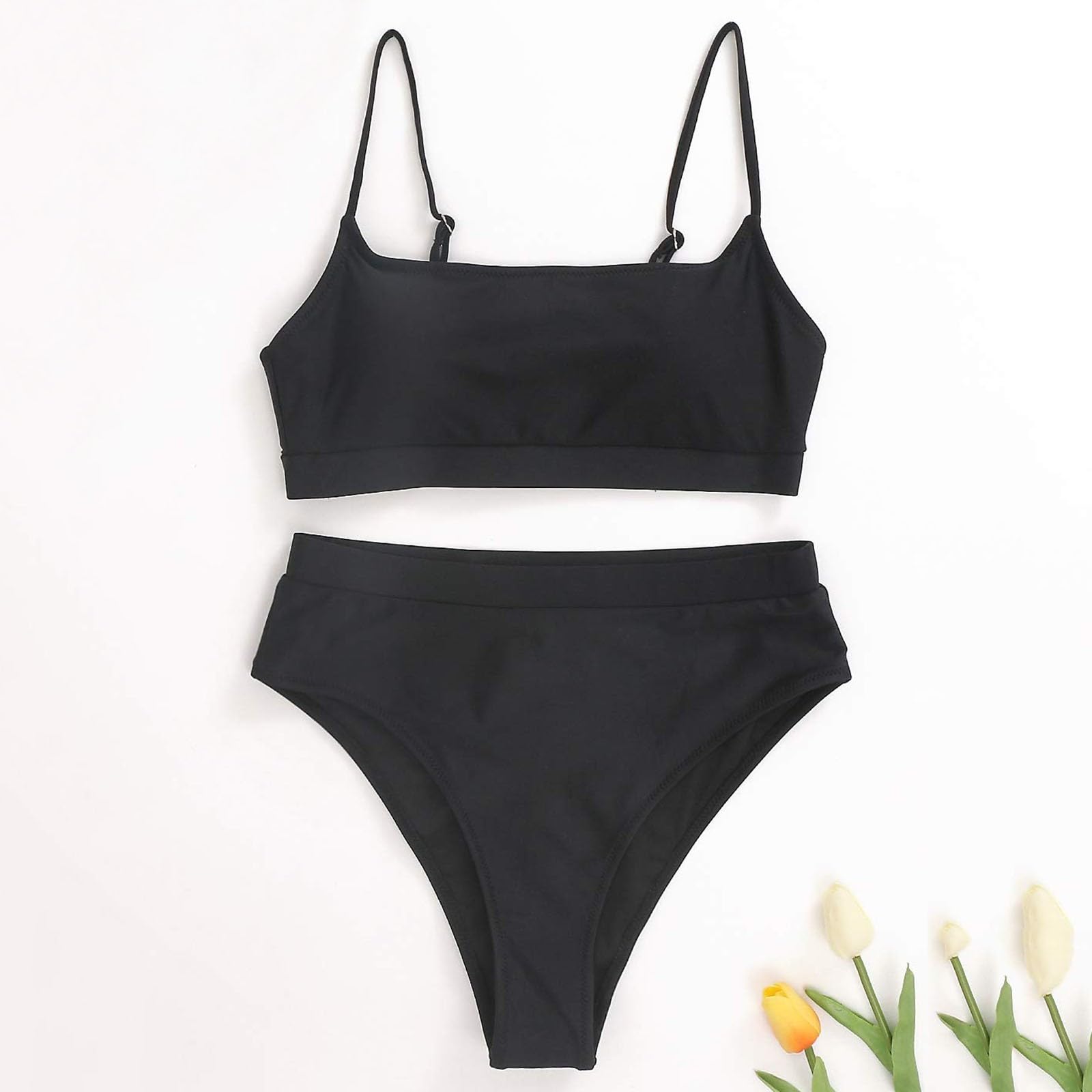 Damski Zestaw Bikini Z Halterem I Dołem Od Push-up Góra Dwuczęściowy Strój Kąpielowy, Żółty, S