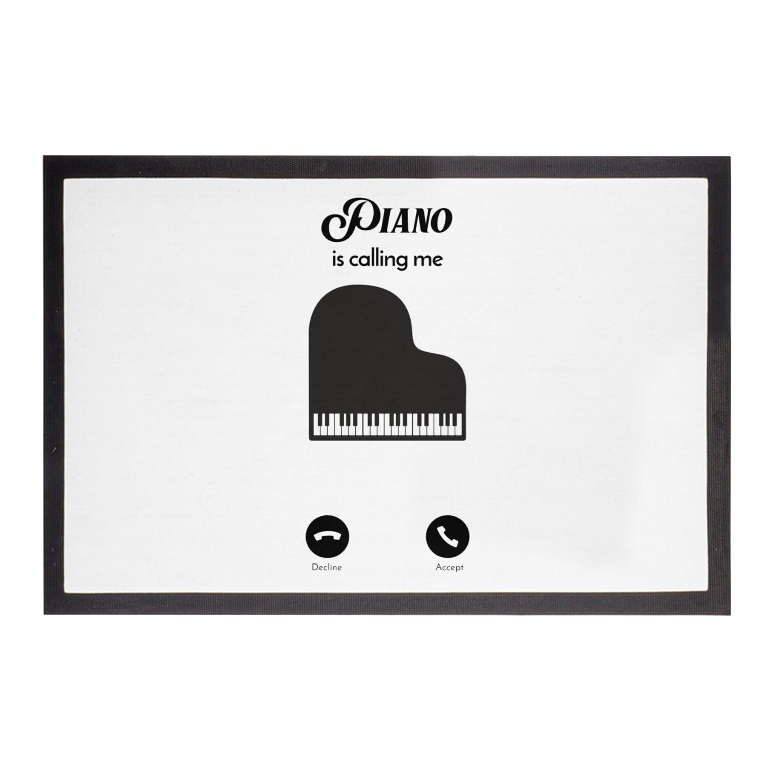 Paillasson Blanc Piano is Calling Me 75x50cm tapis d'entrée pour musiciens