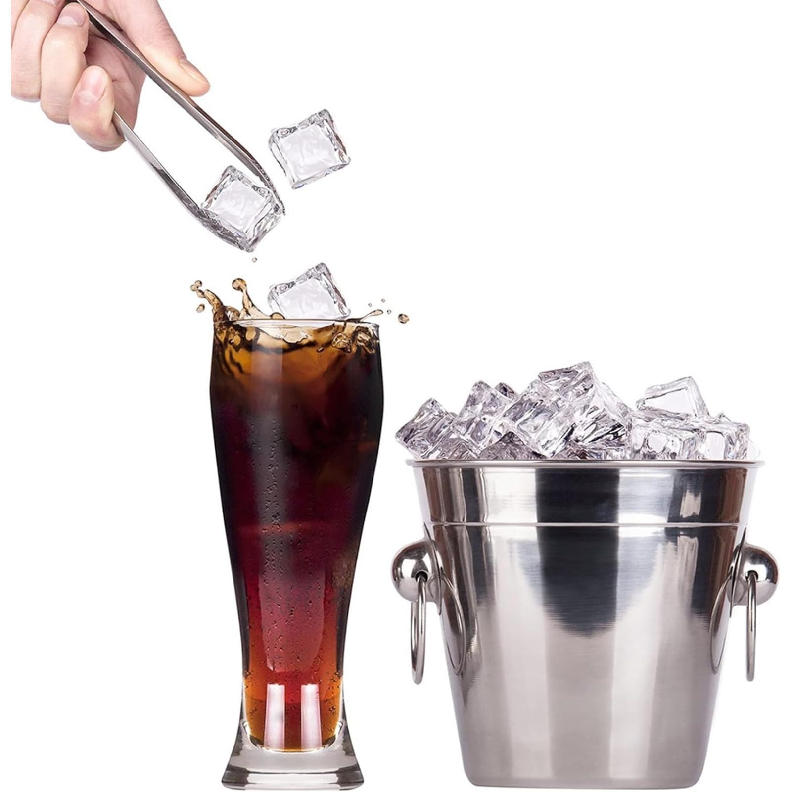 Juego de 2 Pinzas de Acero Inoxidable Para Caramelos, Hielo, Cubitos de Azúcar, Postre, Bufé y Pícnic - Color Plateado