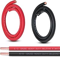 Vista 23 de Cable de Batería Calibre 2/0, 10 Pies Rojo + 10 Pies Negro 2/0 AWG Cable de Alambre de Soldadura de Cobre Puro, para Automotriz, Batería, Solar y 10