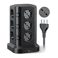 KOOSLA Ciabatta Elettrica con 12 Prese Universali ITA 10/16A e Schuko e 6 slot USB
