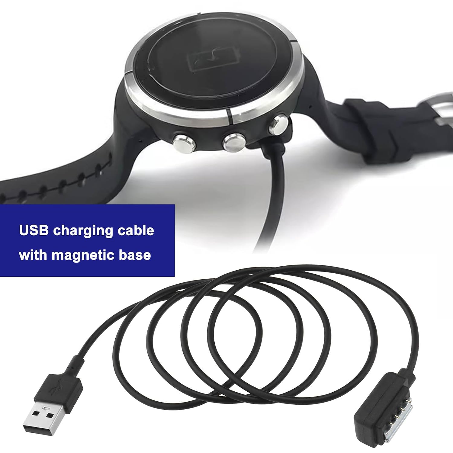 Create idea 2PCS 1m Magnetic Connector USB Charging Cable Compatible with Suunto 9 Spartan EON Core Ultra HR 9 Bar D5 Smart Watch - Black image 2
