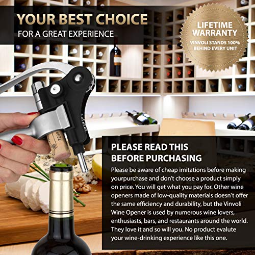 VINVOLI Wine Opener - New 2021 Luxury Chrome Wine Bottle Opener Set - Rabbit Wine Opener Set - Rabbit Wine Corkscrew Set Opener for Wine Bottles - Rabbit Wine Bottle Openers - Wine Cork Opening Kit