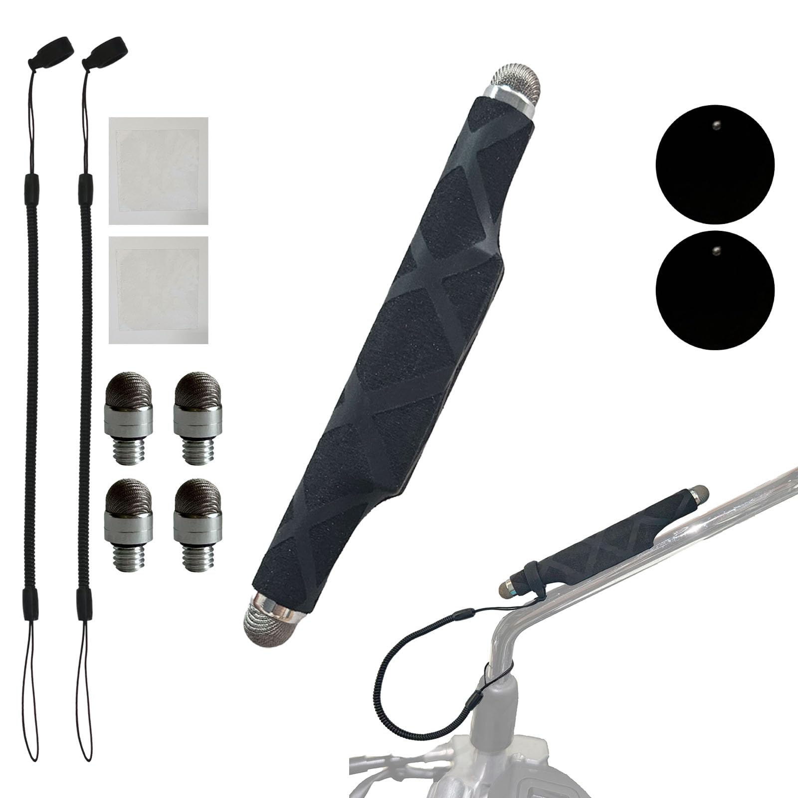 Motorrad Stylus Pen, Magnetischer Stylus, Phone Stylus für Motorrad, Handschuhfreundlicher Stift, Anti-Loss Band, Metallplatten, Ersatzspitzen, Schutzfolie, Motorradzubehör