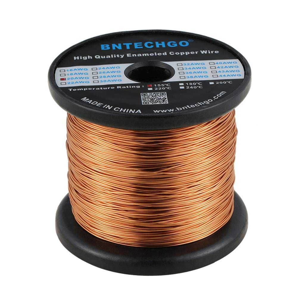 BNTECHGO 20 AWG Magnet Wire - Enameled Copper Wire - Enameled Magnet Winding Wire - 5 lb - 0.0315" Diameter 1 Spool Coil Natural Temperature Rating 155℃ Widely Used for Transformers Inductors