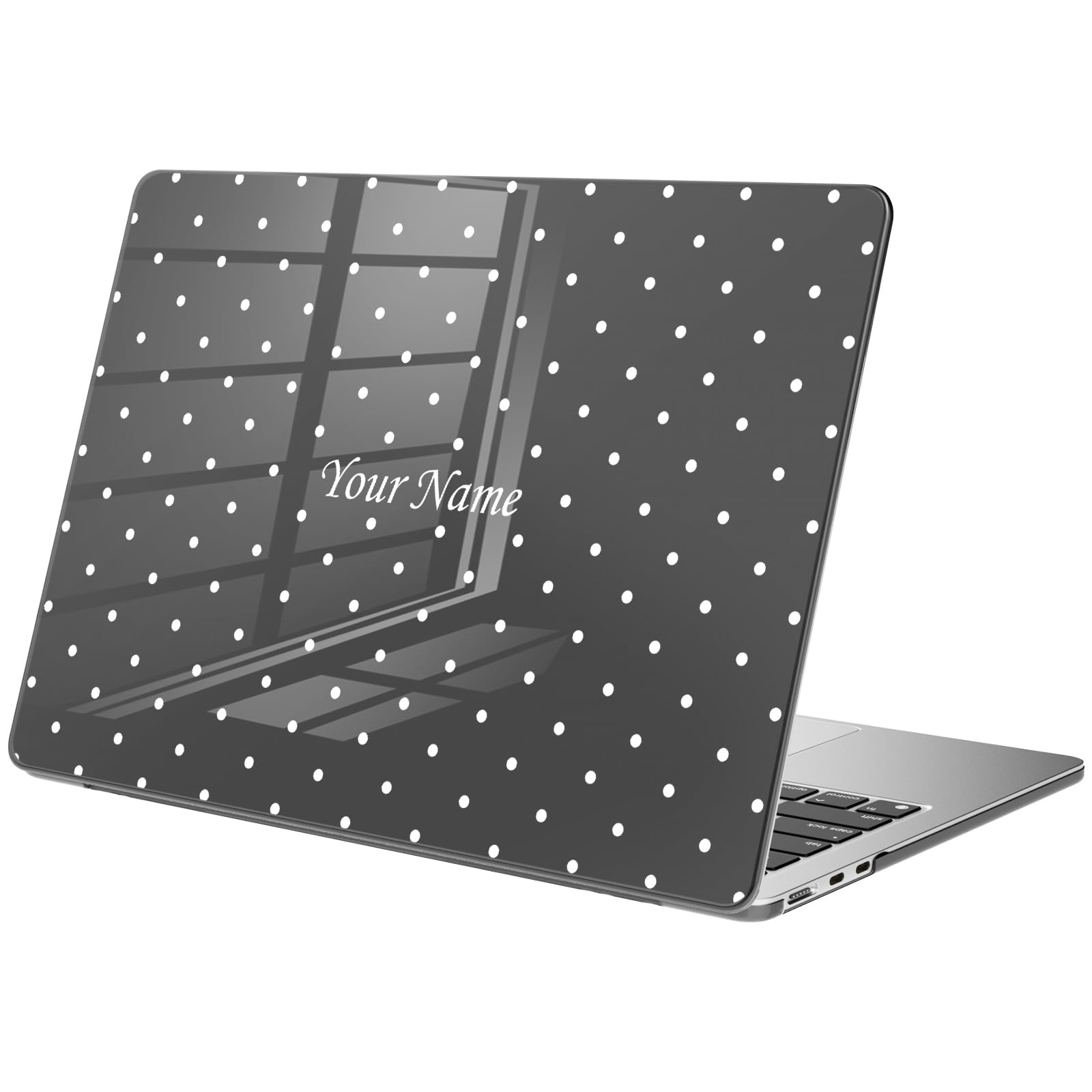 Compatible with MacBook Pro 14 inch Case M5 M4 M3 M2 M1 Pro/Max A3427 A3426 A3434 A3112 A3185 A3401 A2918 A2992 A2779 A2442, Polka Dot Personalized Custom Name Hard Shell Clear Black Cover White Polka Dot/Black MacBook Pro 14 inch
