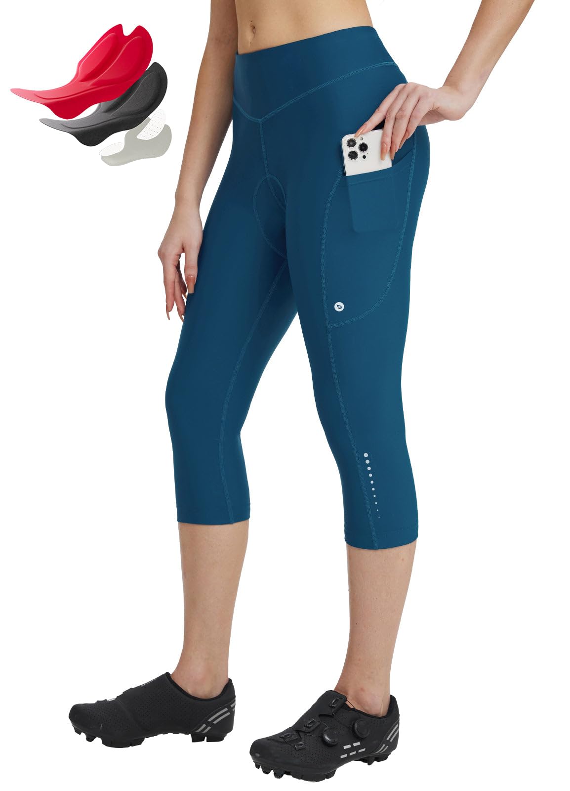 baleaf Pantalones de Ciclismo para Mujer, de Licra, Acolchados, 4D, con Bolsillos, Cintura Alta, con Bolsillos