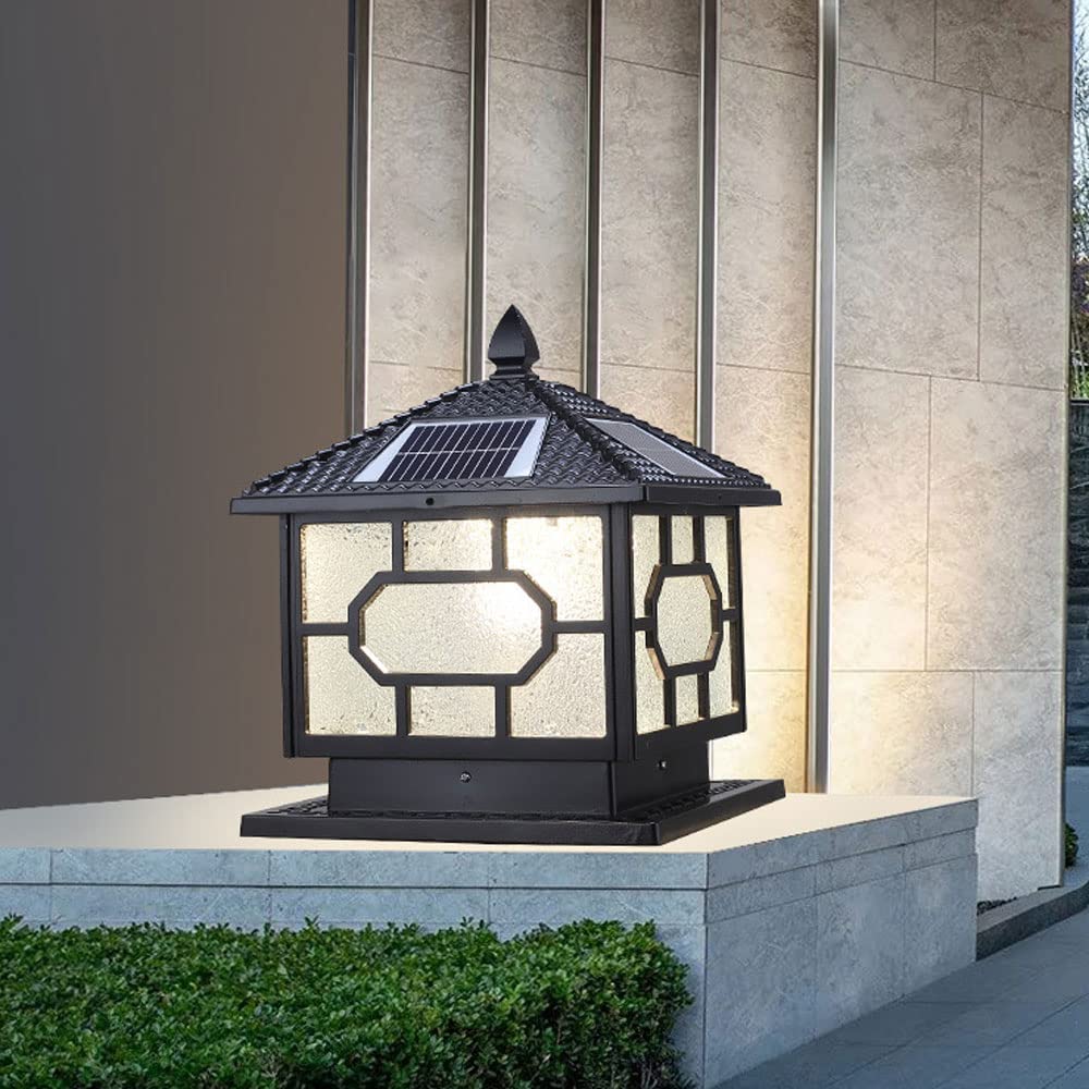 Wodoodporna zewnętrzna lampa solarna IP55, retro, kolumna podwórka, LED, 2 kolory, możliwość ściemniania, dekoracja ścienna, lampion na drzwi do ogrodu willi