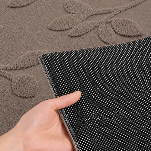 Image of HOMETHREADS Premium Plush Soft 2-Layer Faux Rabbit Fur Embossed Carpet, Washable Area Rug with Anti-Skid Backing for Living Room, Bedroom, Hall & Office, Ultra Soft Floor Carpet(Khaki, 3' x 5' Feet)