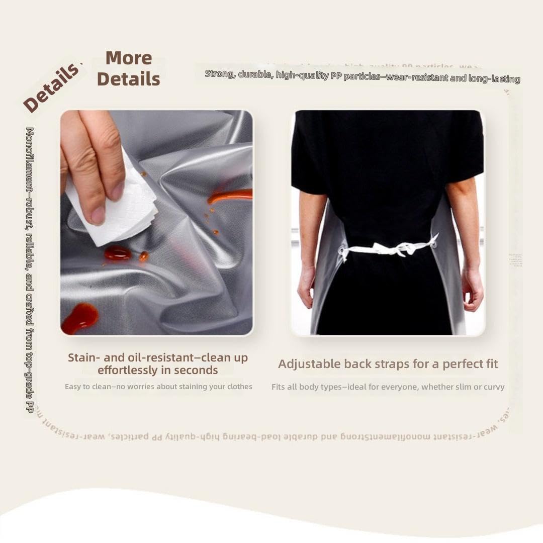 Delantal de PVC Transparente Impermeable, Delantal de Trabajo Pesado Resistente a Productos Químicos y Aceite, Correas Ajustables para Hombres y Mujeres, Ideal para Lavado de Platos,