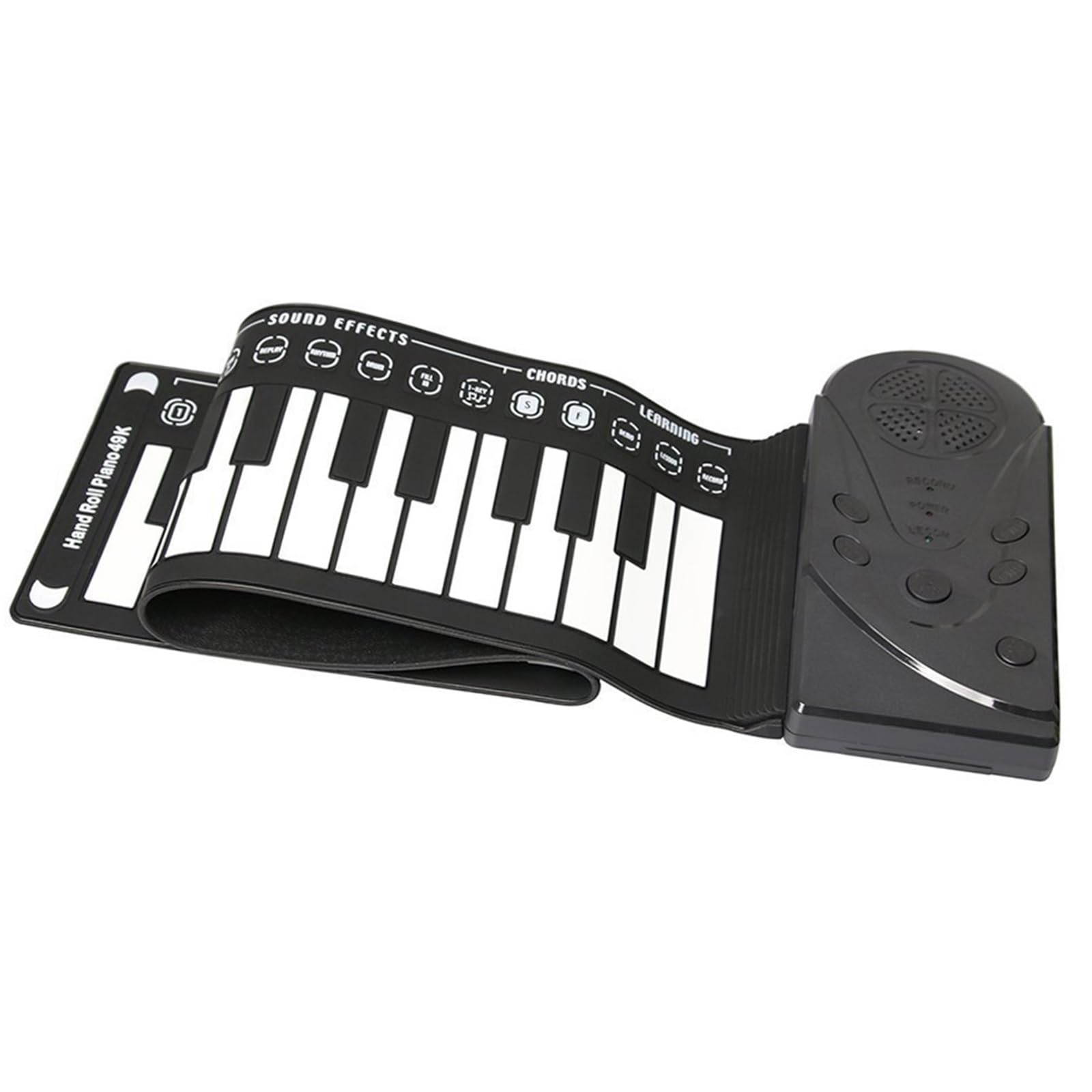 Tastiera Digitale Per Principianti Pianoforte Elettronico Pieghevole Portatile Per Principianti In Silicone Con 49 Tasti Arrotolati A Mano(Black)