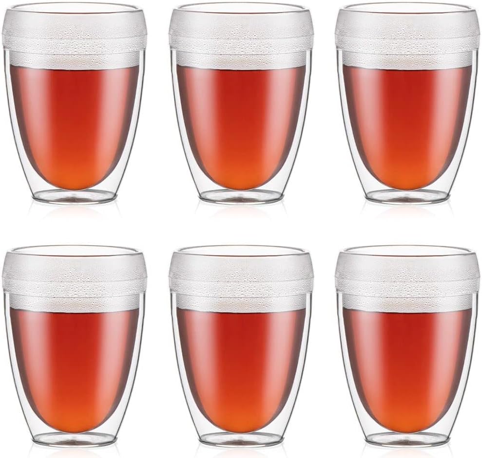Bodum 12oz Pavina Outdoor Double-Wall Plastic Tumbler, BPA-Free, Set of 6, Clear