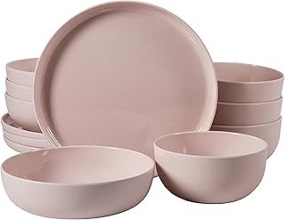Gibson Home Candy Skies 12 Piece Unbreakable Wheat Straw Melamine Plates...