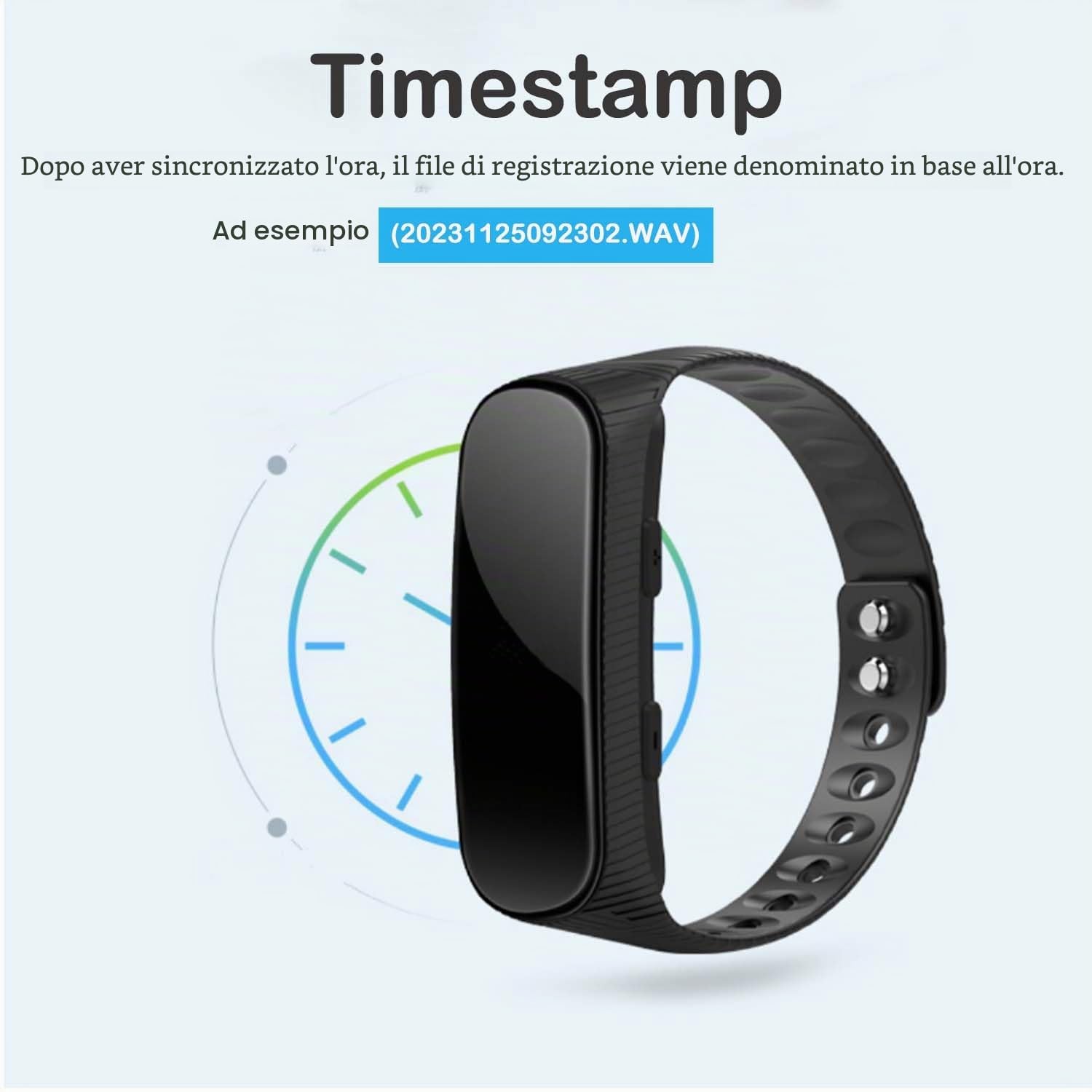 Registratore Vocale Bracciale 16GB Registratore Vocale Professionale con Attivazione Vocale e Lettore MP3 Orologio con Registratore Vocale Ricaricabile USB per Riunioni Interviste Lezioni