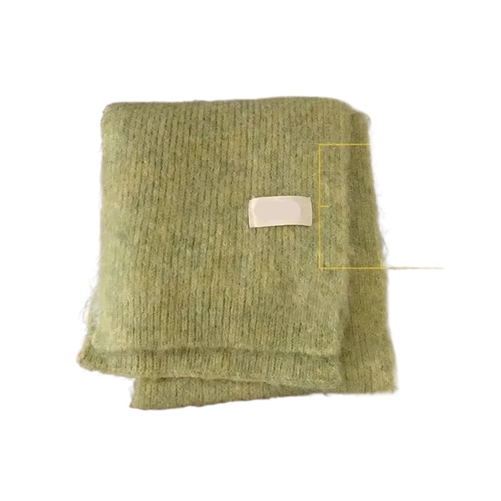 DASJKDI scarf for women Woolen Knitted Yarn Scarf For Girls Pure Color Versatile Warm Neck Warmer For Winter(Light green)