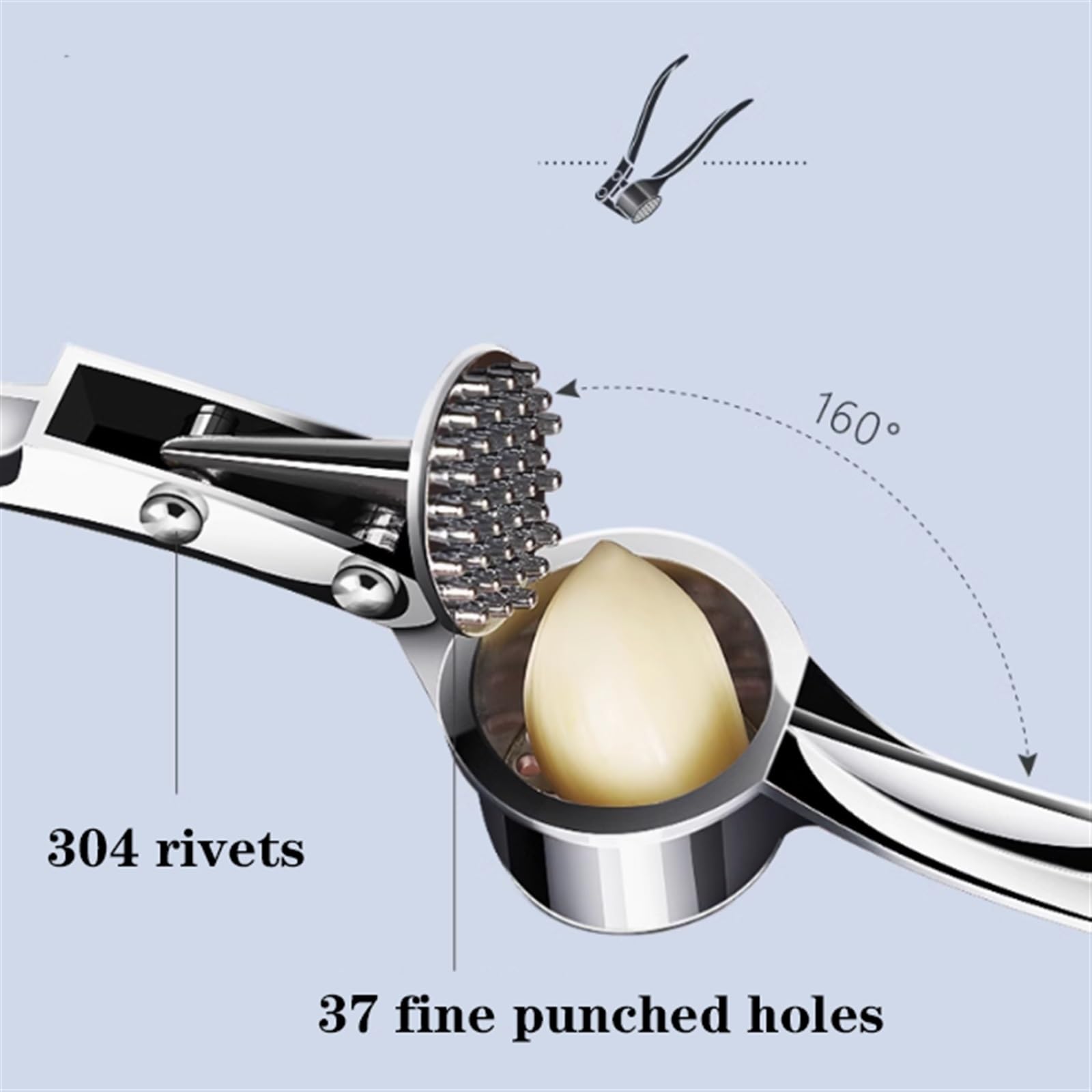 Knoblauchpresse und Zerkleinerer, rostfreie Küchenpresse mit ergonomischem Griff für einfache Reinigung, ideal für Knoblauch- und Ingwerstampfer, unverzichtbares Küchenwerkzeug