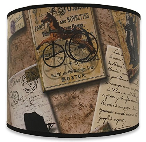 Image of Royal Designs, Inc. Trendy Decorative Handmade Drum Shade, Made in USA, 10in, HBC-8020-10, Victorian Letters