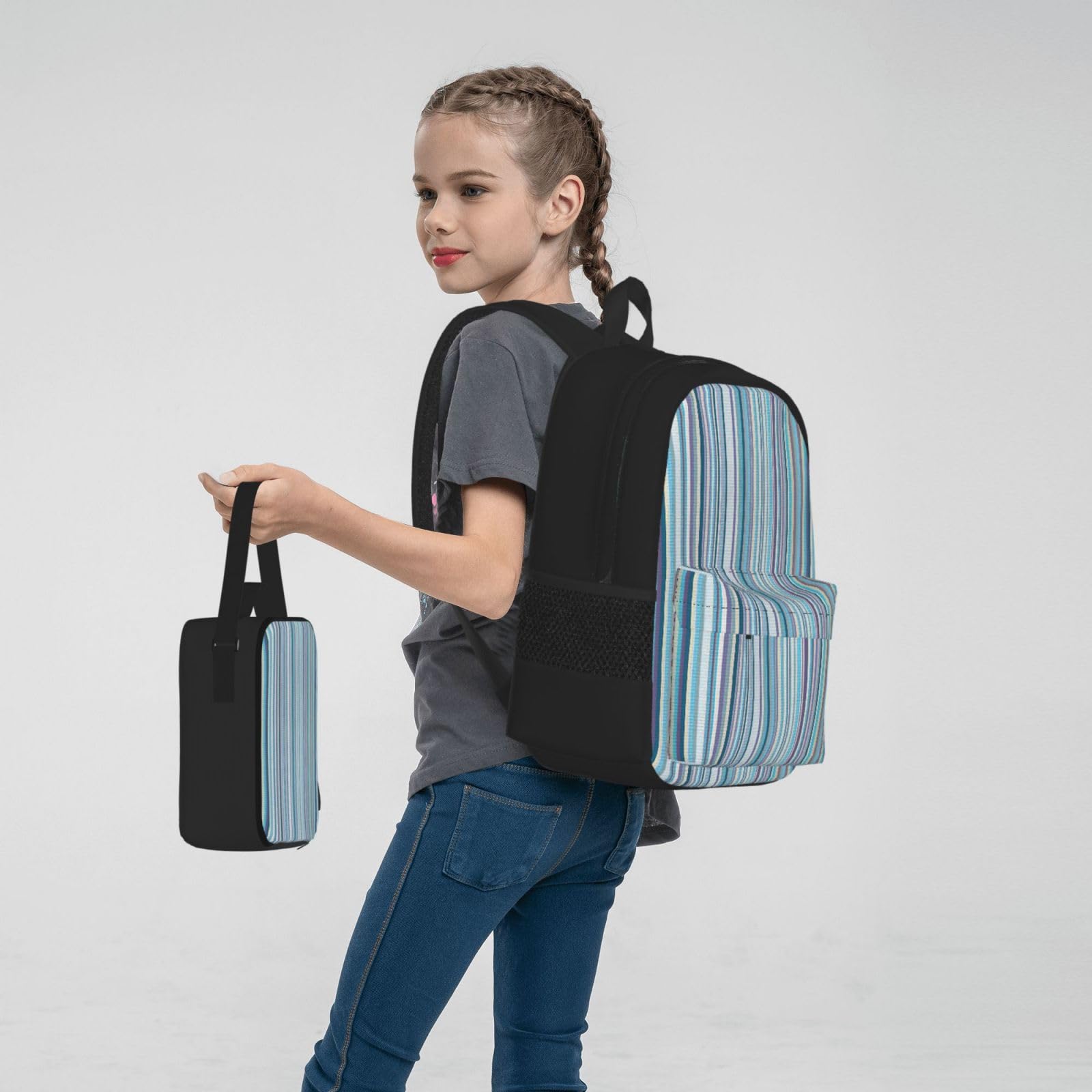 Zaino, borsa portapranzo, astuccio, set da 3 pezzi, per lavoro e