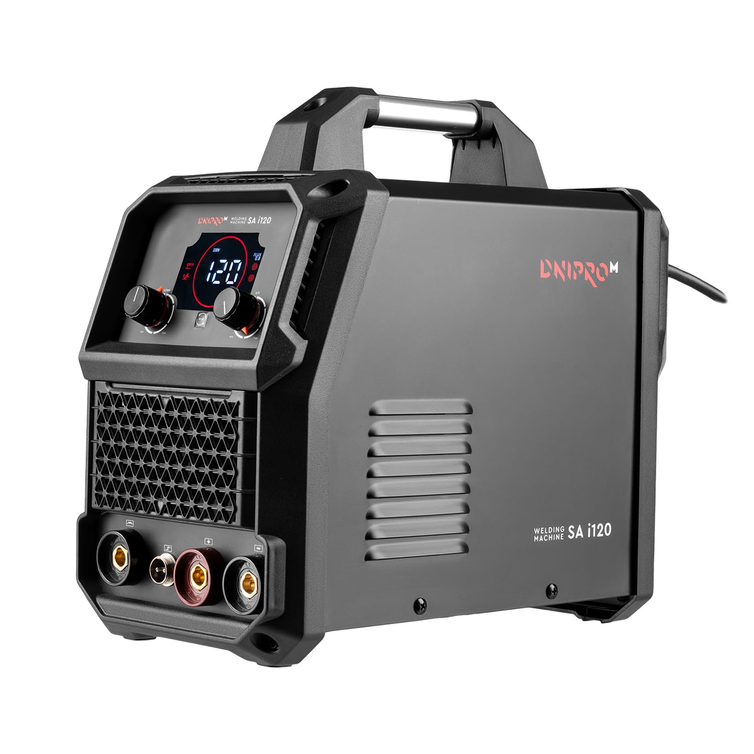 Soldador MIG FLUX MMA 120A LIFT TIG, Soldador Inverter Sin Gas con Control Sinérgico, 230V, Hot Start, Arc Force, Anti Stick, Pantalla LED, Hilo Flux 0,8-1,0 mm. SA i120