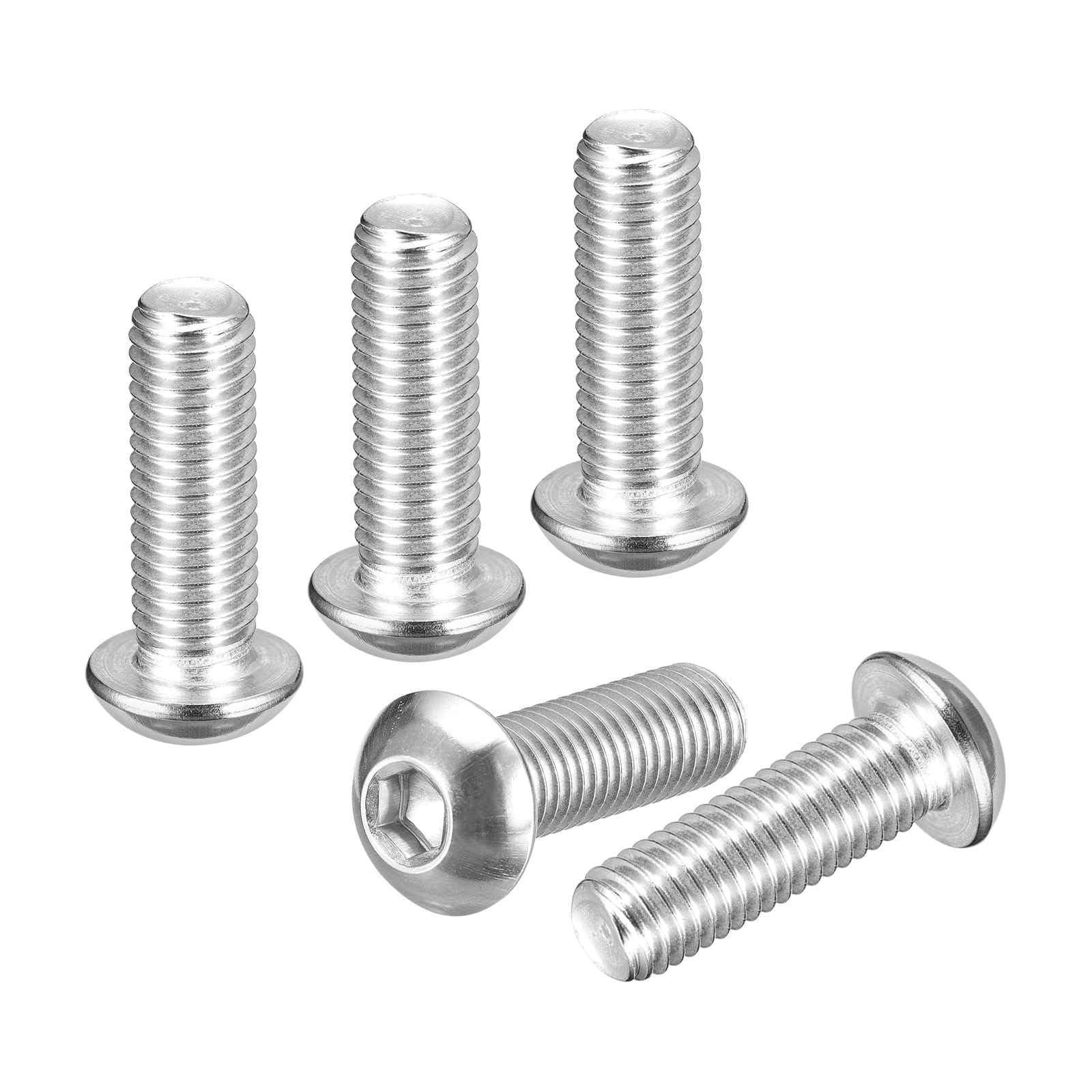 DTGN M10-1.5x30mm Button Head Socket Cap Screws - 5Pack - Good for Road Bicycle, Mountain Bike, Auto, Motorcycle - 304 Stainless Steel Whitewashed - Hex Socket Drive Fasteners — image 1