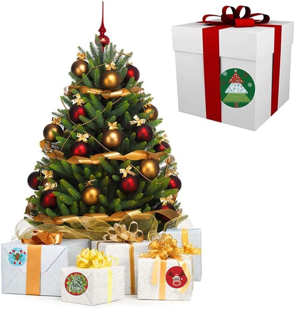 Buy Kubert Merry Christmas Stickers Labels Roll 1 Inch 8 ...