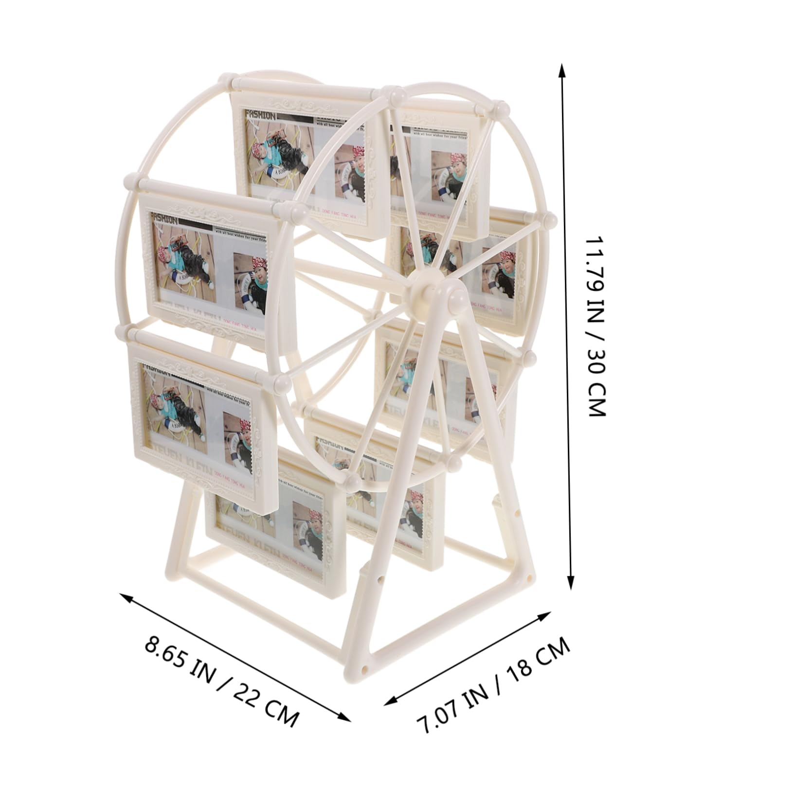 Yardwe Riesenrad Fotorahmen aus Abs, Drehbar, Weiß für Tischdeko | Schreibtisch Bilderrahmen, Kreative Form, Vielseitig Einsetzbar bei Hochzeiten