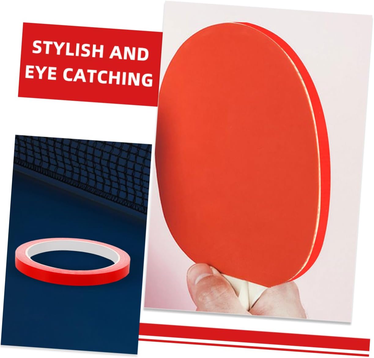 WOONEKY Side Decal Stripe Table Tennis Racket Accessory Long Cover Tape for Racket Guard