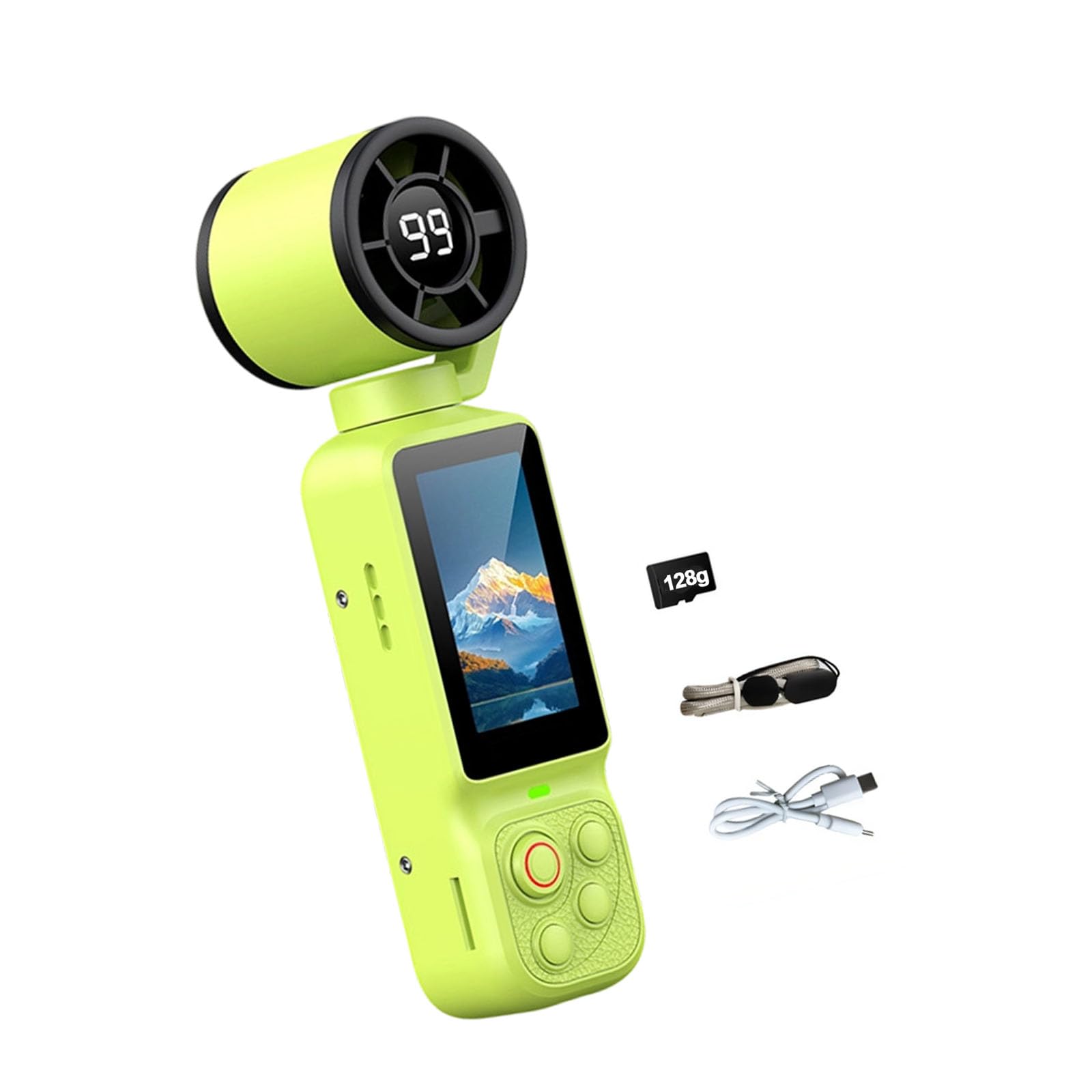 Videocamera portatile con ricarica di tipo C, schermo frontale e lente rotante per video di vlog di viaggio, preparazione quotidiana di dessert, frusta da cucina