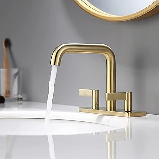 Bathroom Faucet 2 Handles, indare 4inch Centerset Faucet for Bathroom Sink, Vanity Faucet Brass Construction, with Drain A...