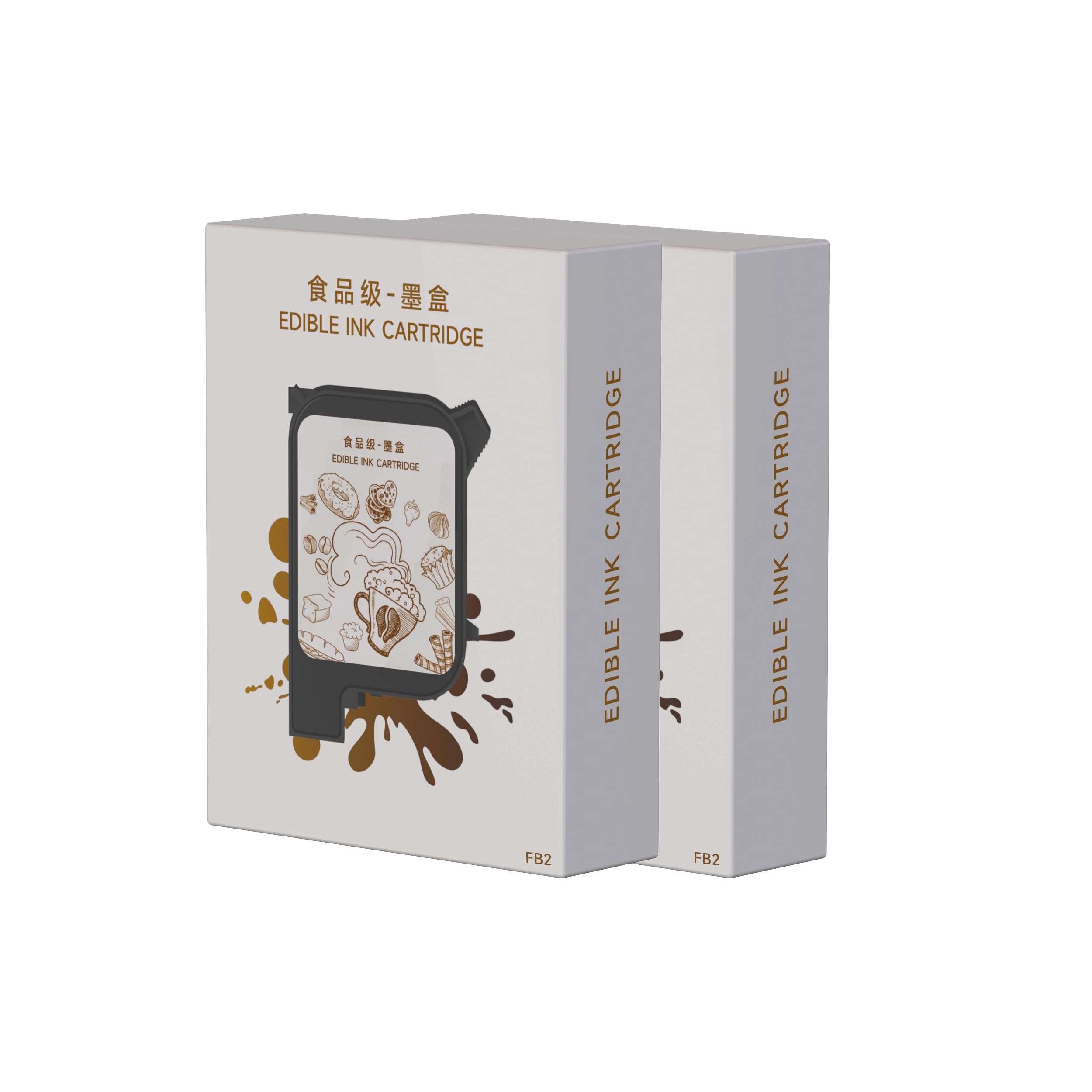 High Speed Coffee Printer Ink Cartridge Replacement for EB-Pro, Printing Exquisite Patterned Coffee Latte Art, 2PCS Brown FancyBox