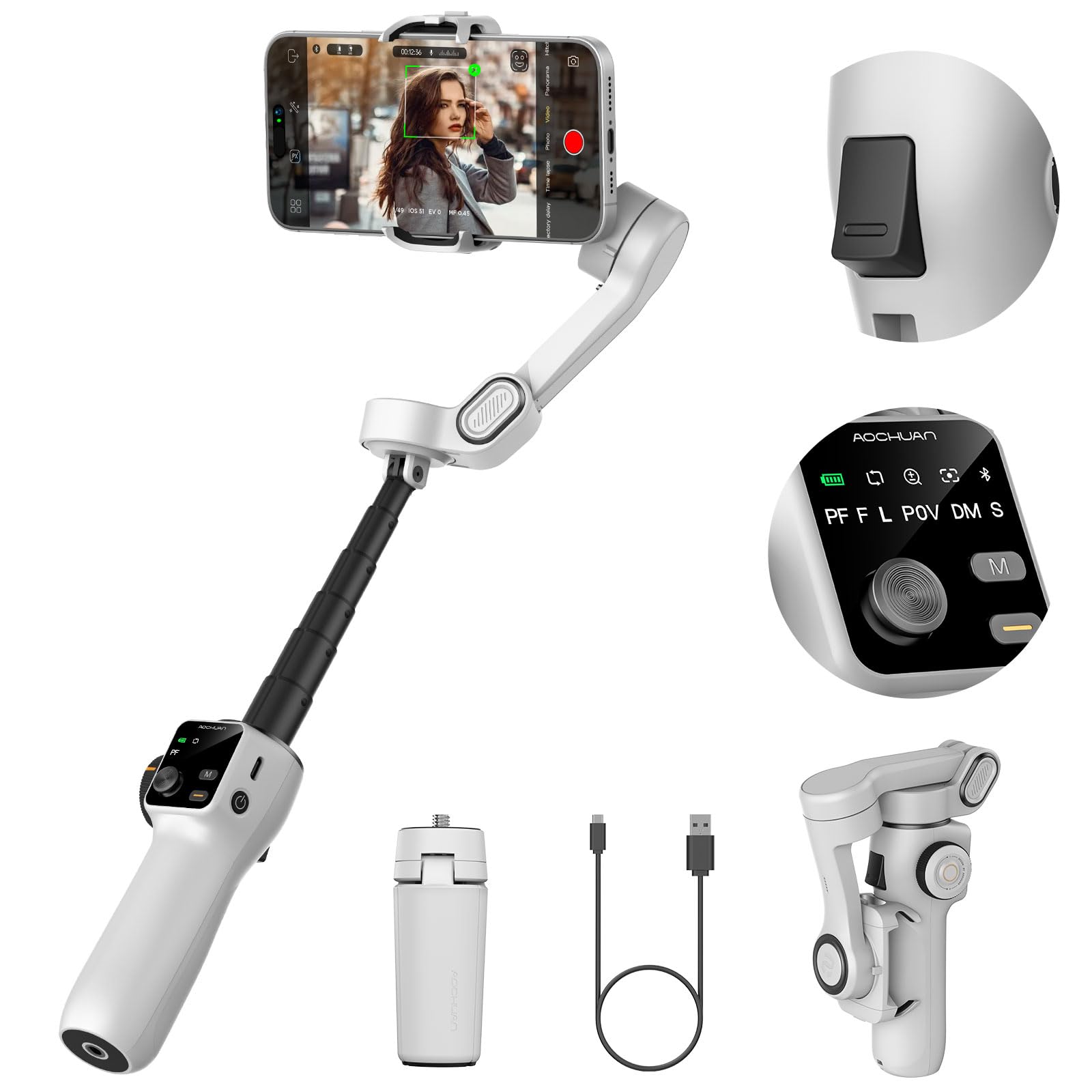 Amazon.co.jp: AOCHUAN スマートフォンジンバル ビデオ録画用 AI